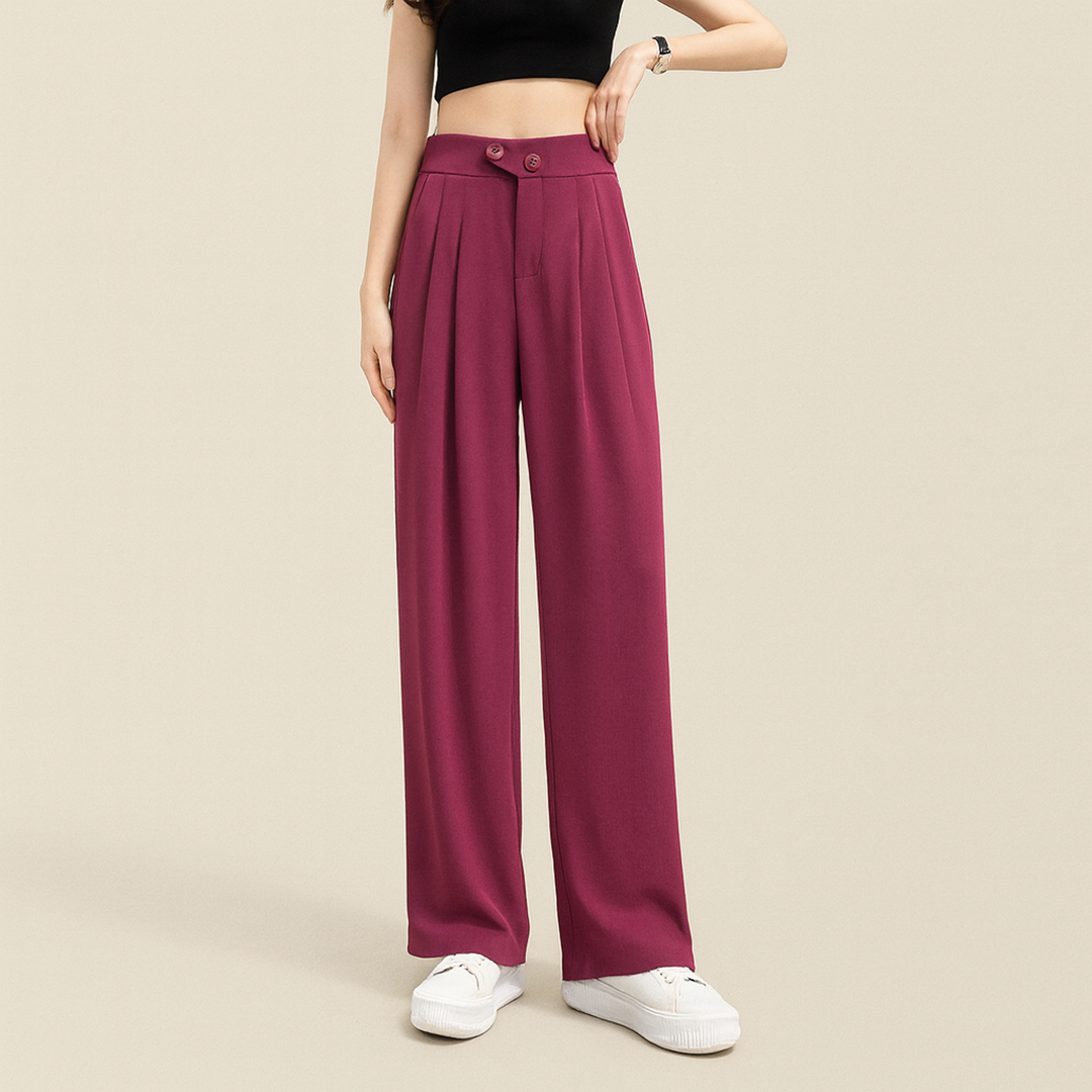 Pantalon taille haute pour femme | Coupe droite moderne