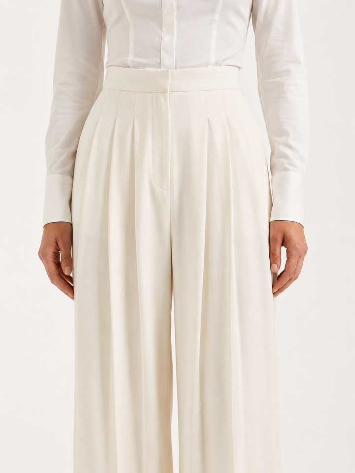 Pantalons pour femmes | Taille haute avec jambe large et plis 0