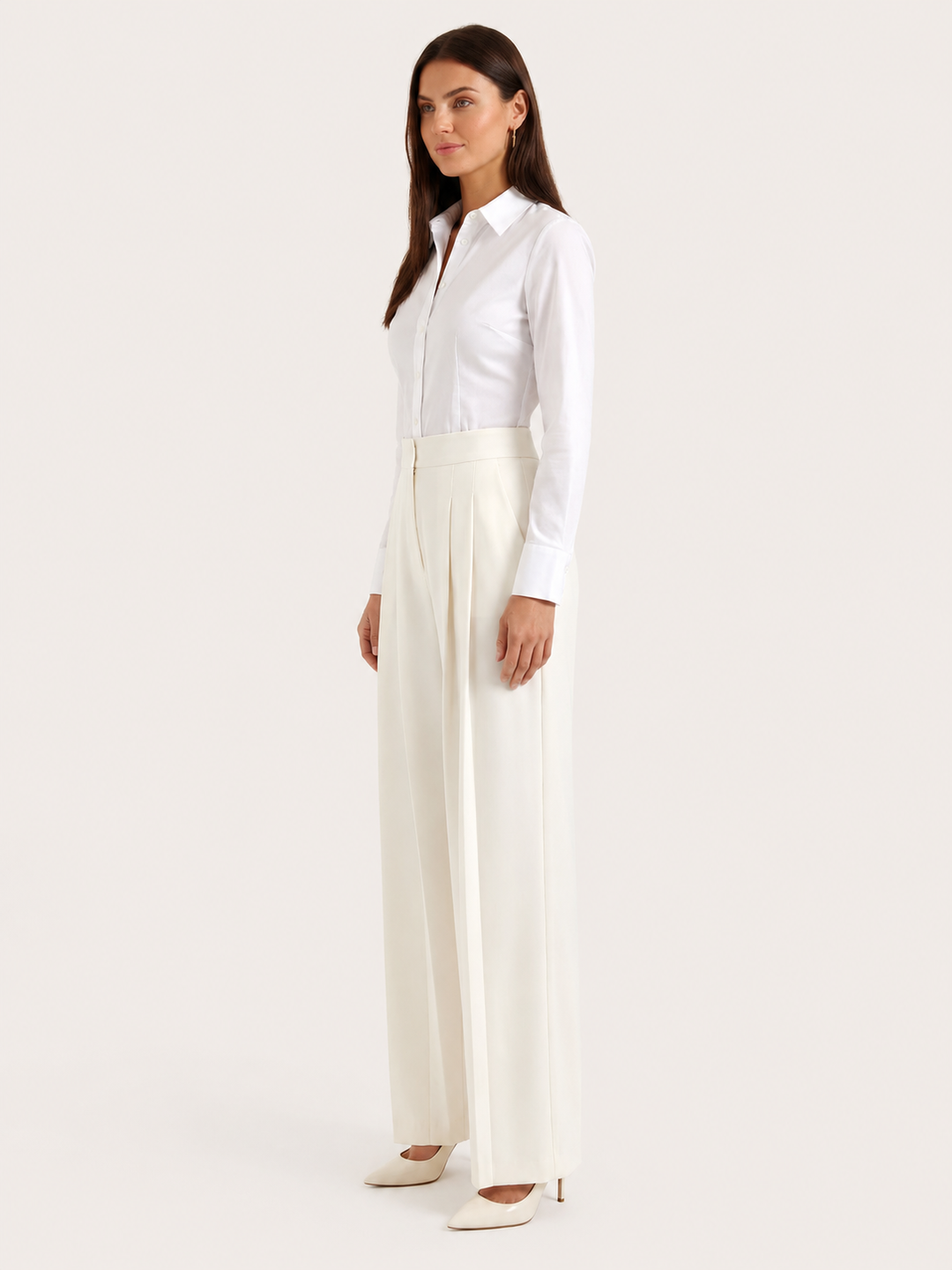 Pantalons pour femmes | Taille haute avec jambe large et plis 3