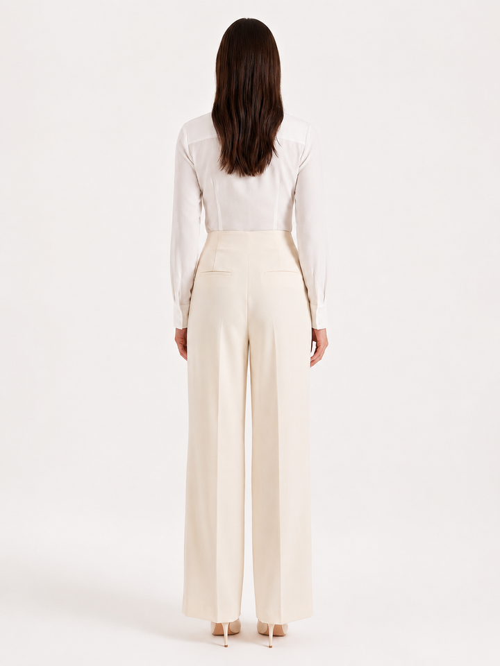 Pantalons pour femmes | Taille haute avec jambe large et plis 4
