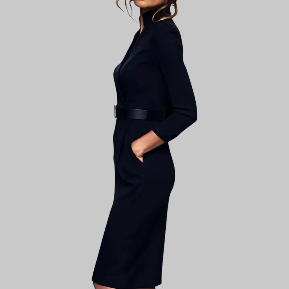 Petra | Robe midi femme à manches longues et ceinture 1