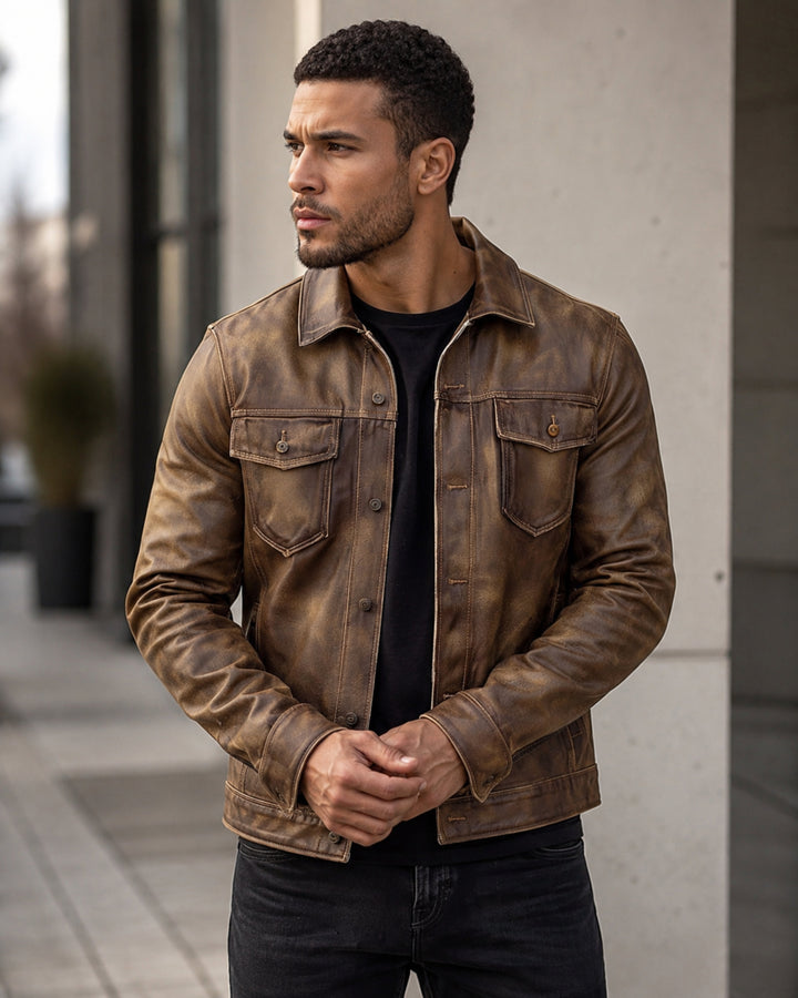 Pierre Veste Homme Vintage – Veste en Cuir Élégante & Durable au Style Intemporel 0