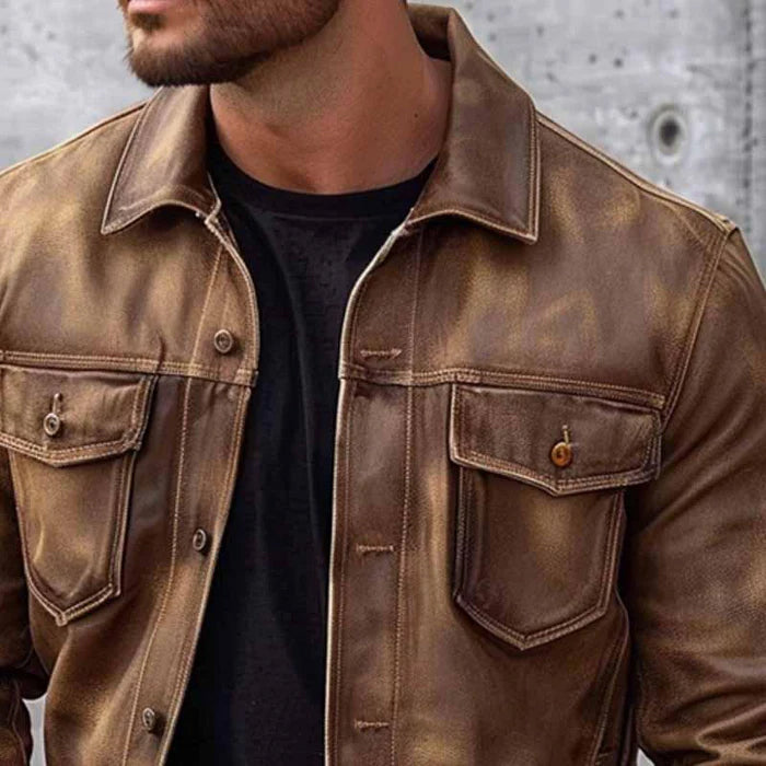 Pierre Veste Homme Vintage – Veste en Cuir Élégante & Durable au Style Intemporel 3