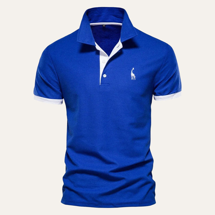Polo homme col contrasté porté – Gaétan