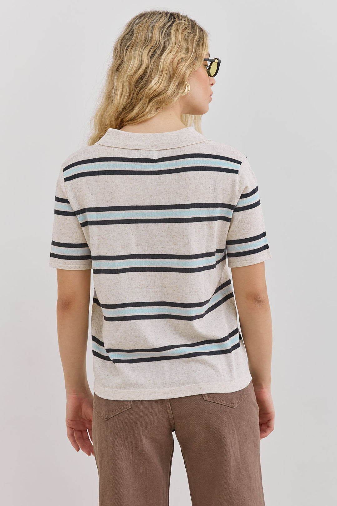 Polo femme, rayé, col polo, manches courtes, patte de boutonnage 0