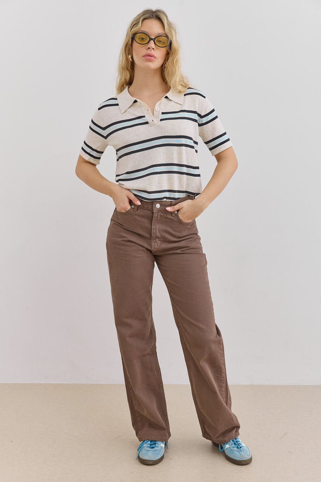 Polo femme, rayé, col polo, manches courtes, patte de boutonnage 3