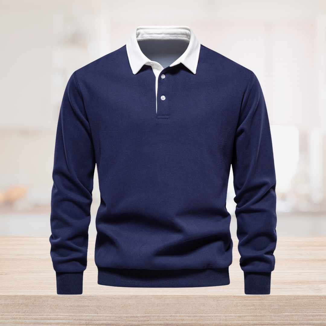 Polo homme | Manches longues, col classique, coupe régulière 0