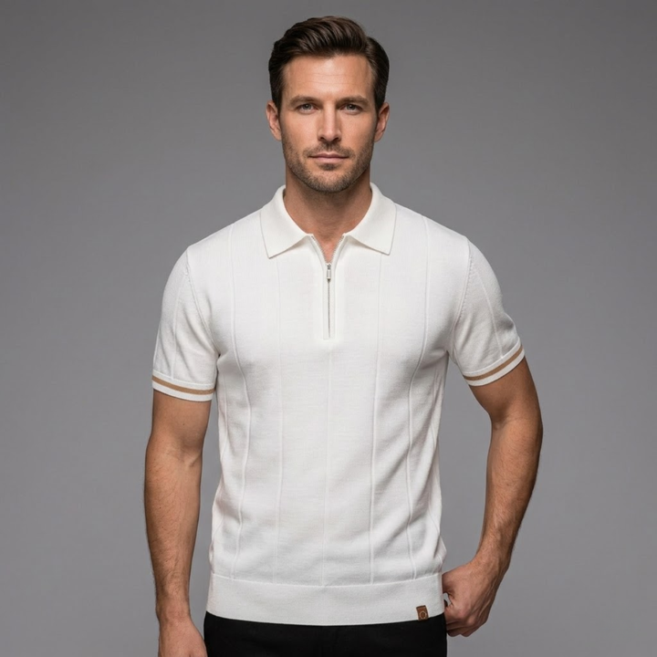 Polo zippé en maille pour homme Ashton 0