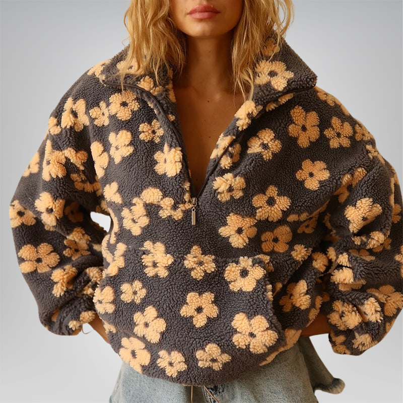 Pull douillet fleurs boho femme | Coupe oversize et cocooning