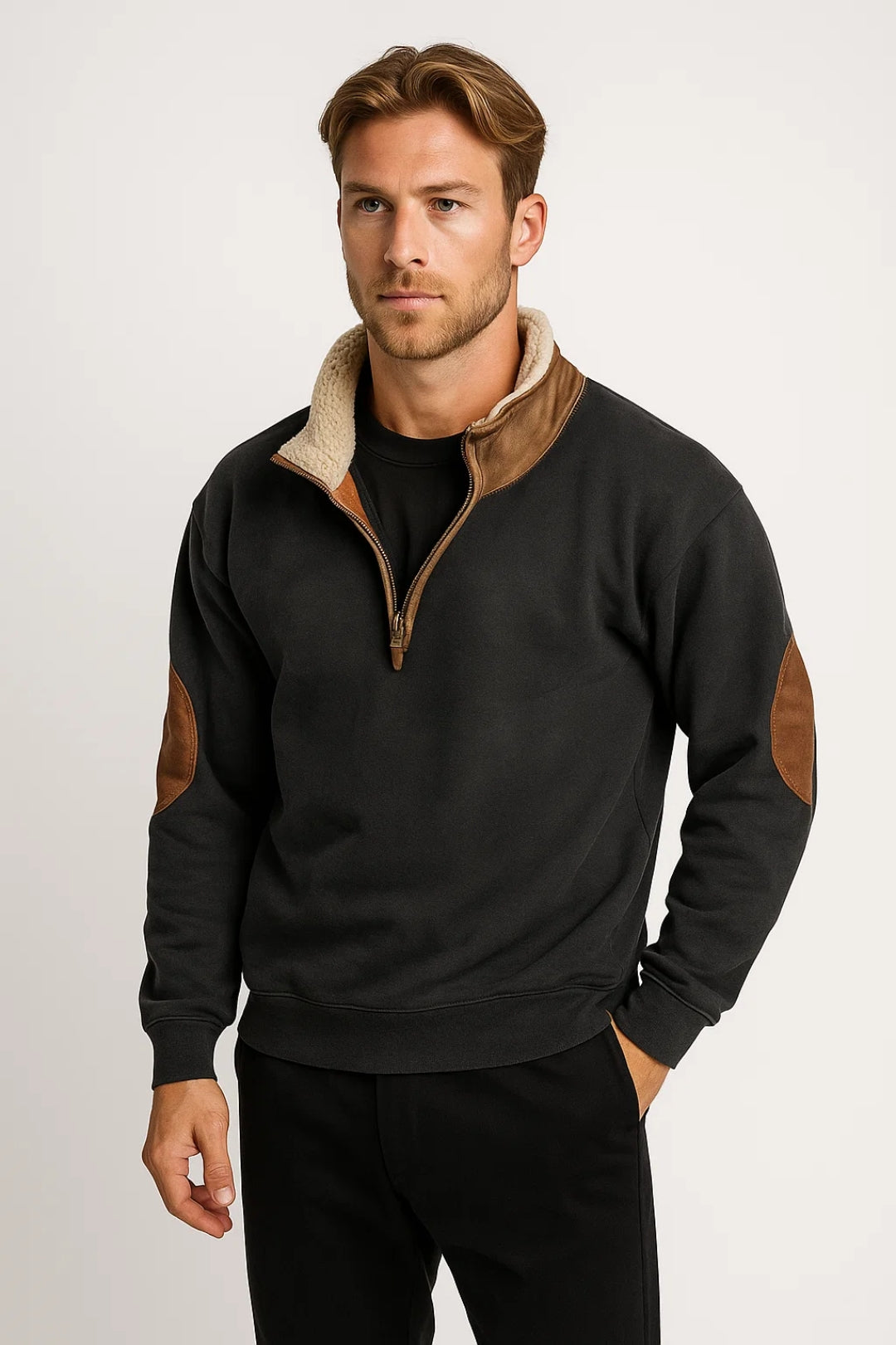 Pull homme col montant | Texture côtelée chaude pour l’hiver