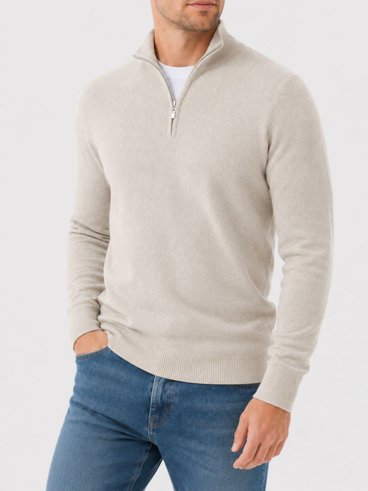Pull Hugo Merino pour homme, col V en laine, fermeture éclair 1
