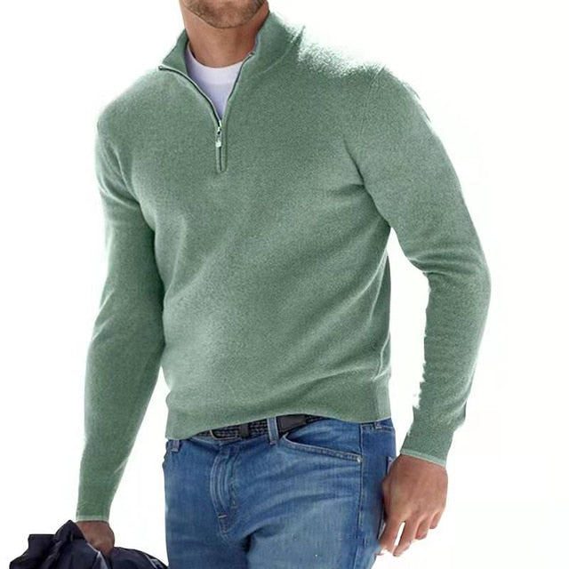 Pull Hugo Merino pour homme, col V en laine, fermeture éclair 10
