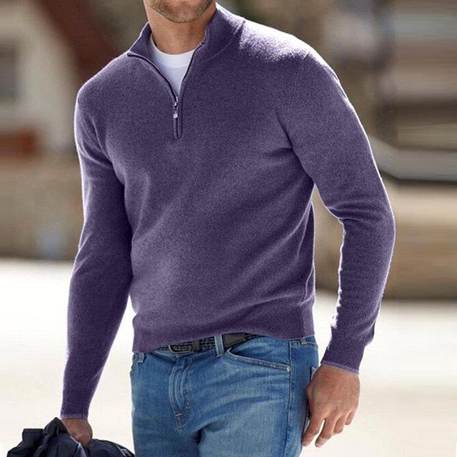 Pull Hugo Merino pour homme, col V en laine, fermeture éclair 11