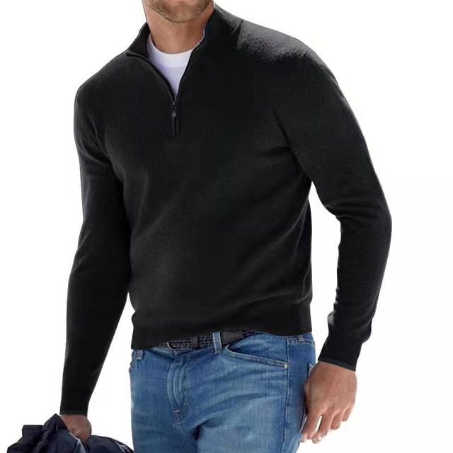 Pull Hugo Merino pour homme, col V en laine, fermeture éclair 12
