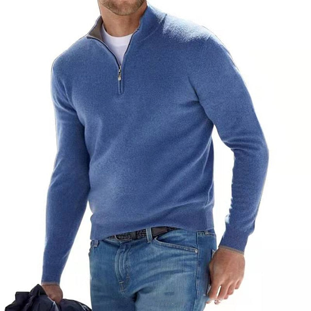 Pull Hugo Merino pour homme, col V en laine, fermeture éclair 13
