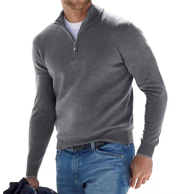 Pull Hugo Merino pour homme, col V en laine, fermeture éclair 15