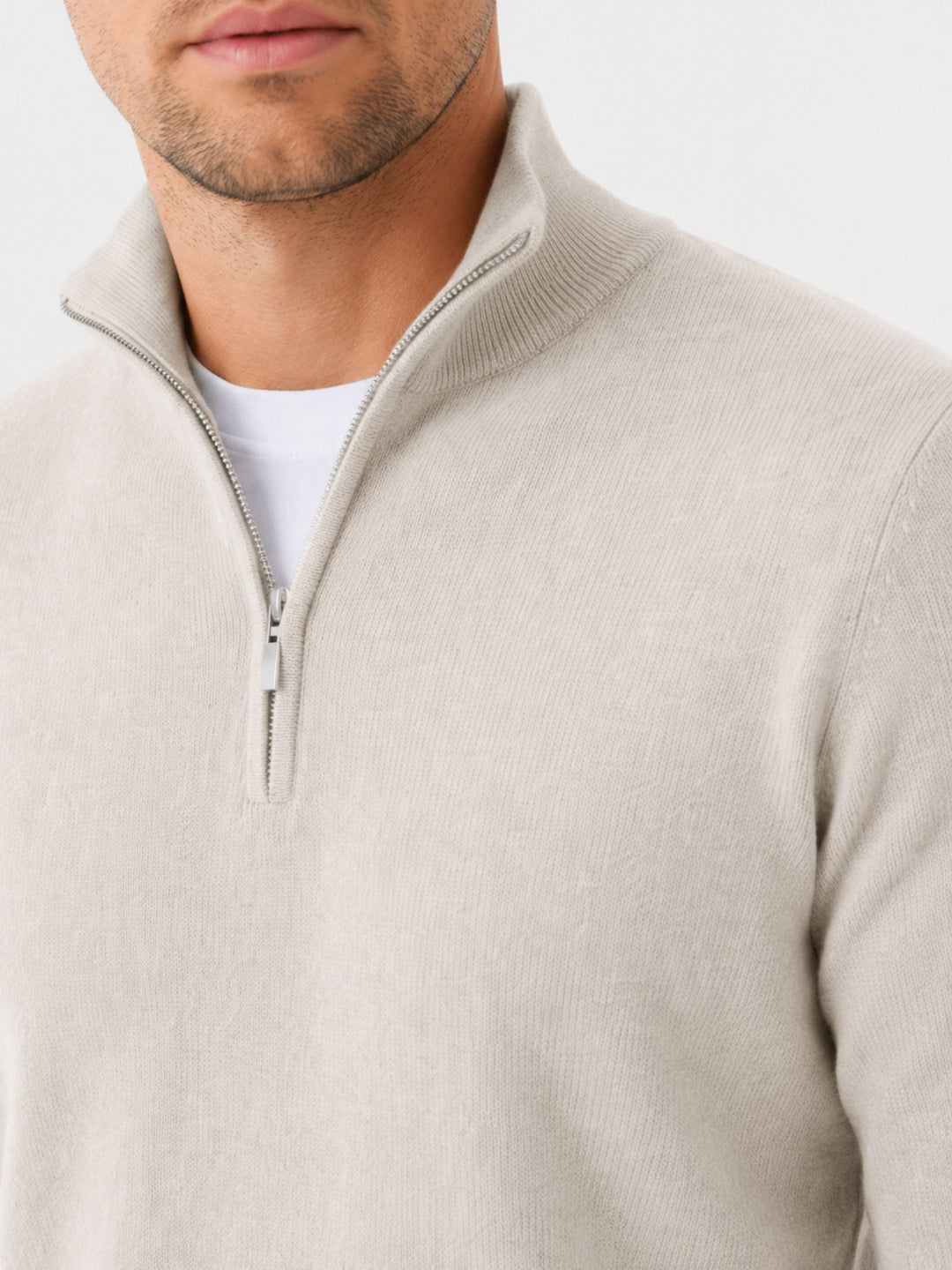 Pull Hugo Merino pour homme, col V en laine, fermeture éclair 3