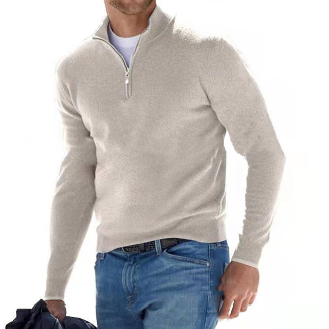 Pull Hugo Merino pour homme, col V en laine, fermeture éclair 8