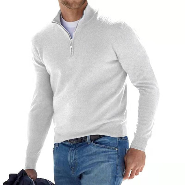 Pull Hugo Merino pour homme, col V en laine, fermeture éclair 9
