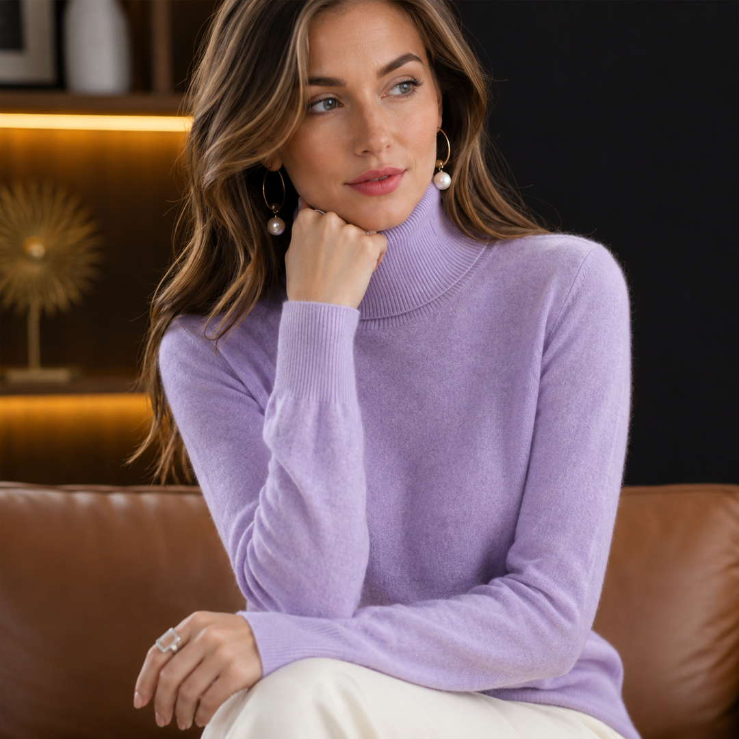 Pull col roulé en cachemire Lunara pour femme | Pull doux et haut de gamme en maille 14