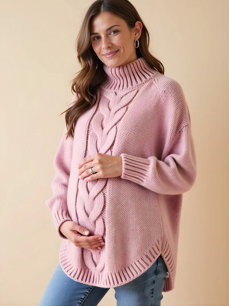 Pull de maternité – Pull oversize à col montant et manches chauve-souris 1