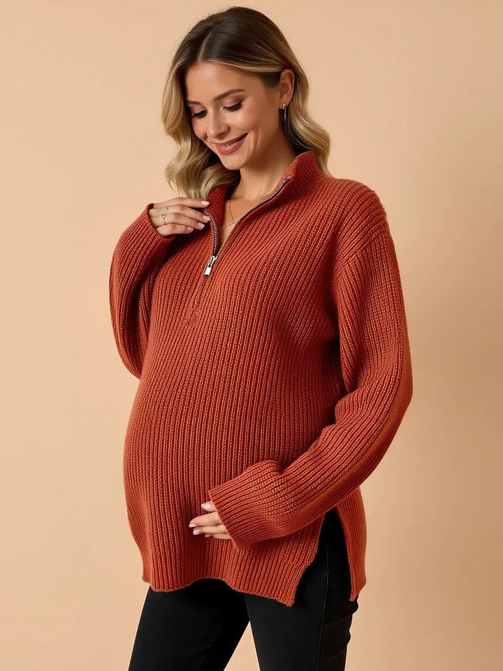 Pull de maternité zippé – Coupe ample, col montant 0