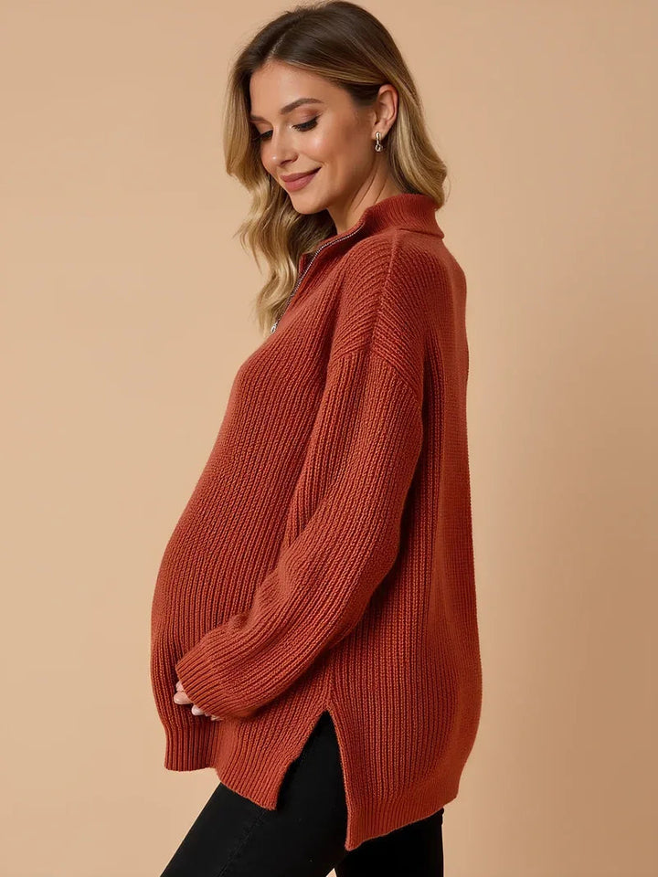 Pull de maternité zippé – Coupe ample, col montant 1