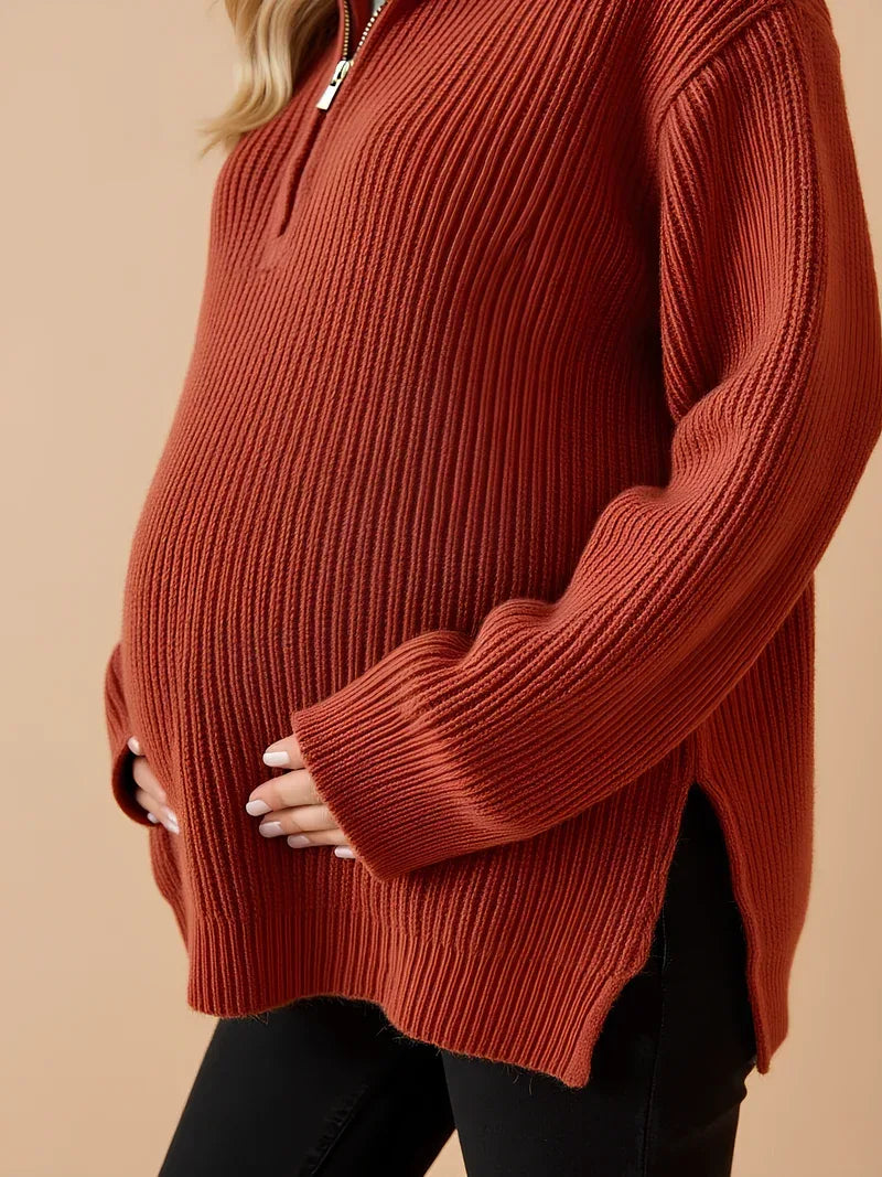 Pull de maternité zippé – Coupe ample, col montant 3