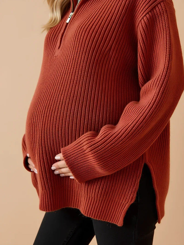 Pull de maternité zippé – Coupe ample, col montant 3