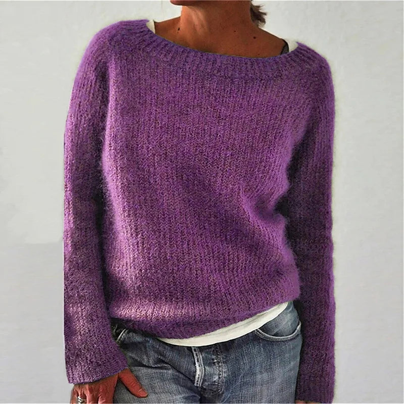 Pull femme col rond texturé | Manches longues pour l’hiver