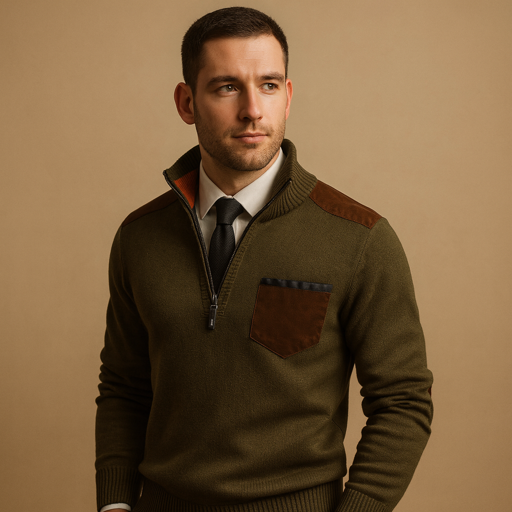 Pull homme col zippé | Pull texturé polyvalent pour l’automne hiver