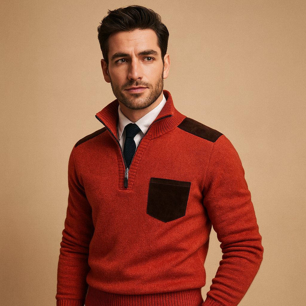 Pull homme col zippé | Pull texturé polyvalent pour l’automne hiver