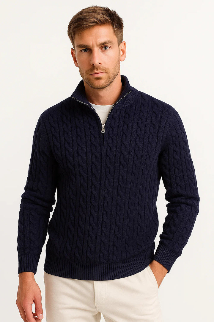 Pull homme | Maille torsadée avec fermeture éclair 0