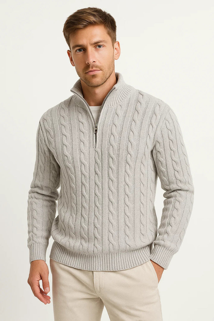 Pull homme | Maille torsadée avec fermeture éclair 1