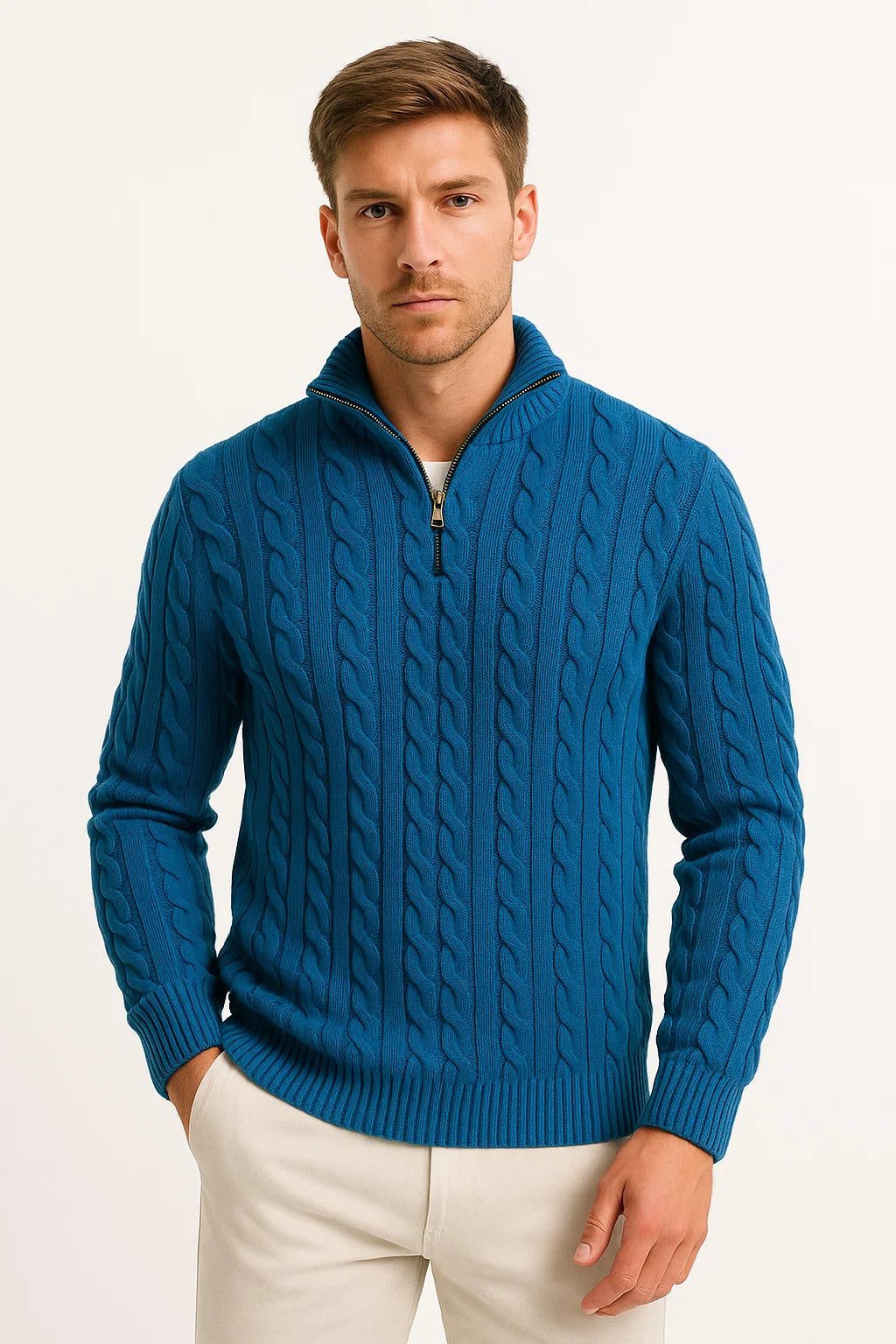 Pull homme | Maille torsadée avec fermeture éclair 5