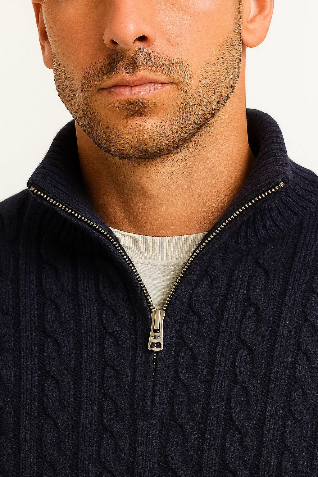 Pull homme | Maille torsadée avec fermeture éclair 6