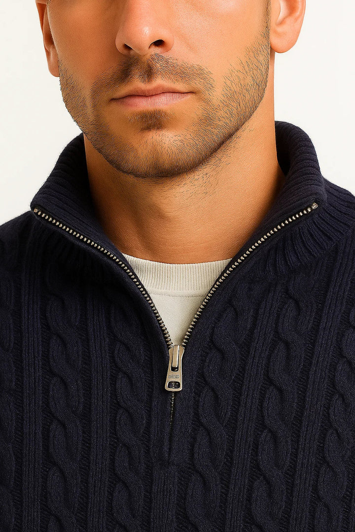 Pull homme | Maille torsadée avec fermeture éclair 6