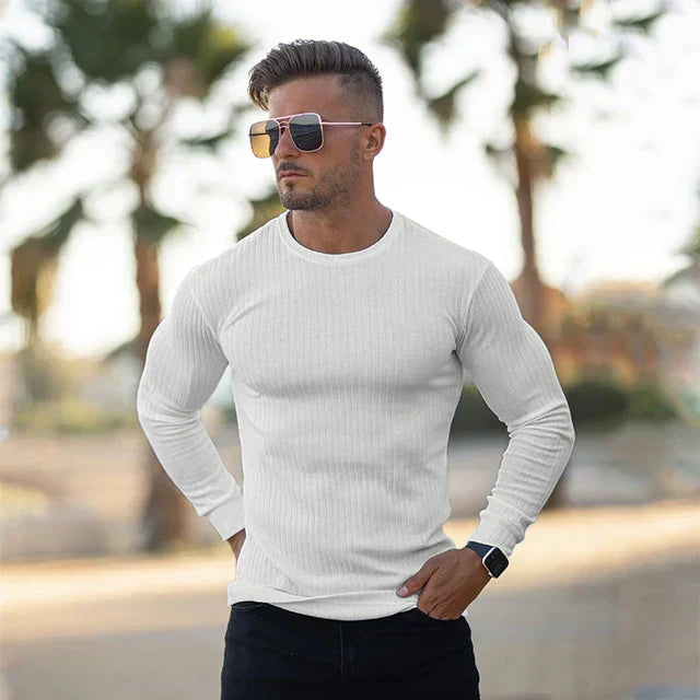Pull homme | Pull d'hiver ajusté à manches longues en maille 10
