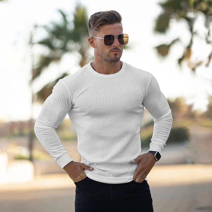 Pull homme | Pull d'hiver ajusté à manches longues en maille 2