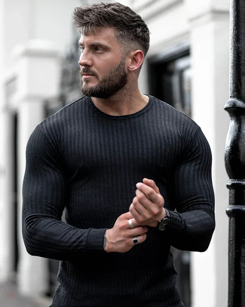 Pull homme | Pull d'hiver ajusté à manches longues en maille 3