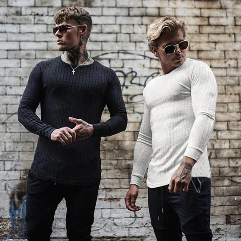 Pull homme | Pull d'hiver ajusté à manches longues en maille 4