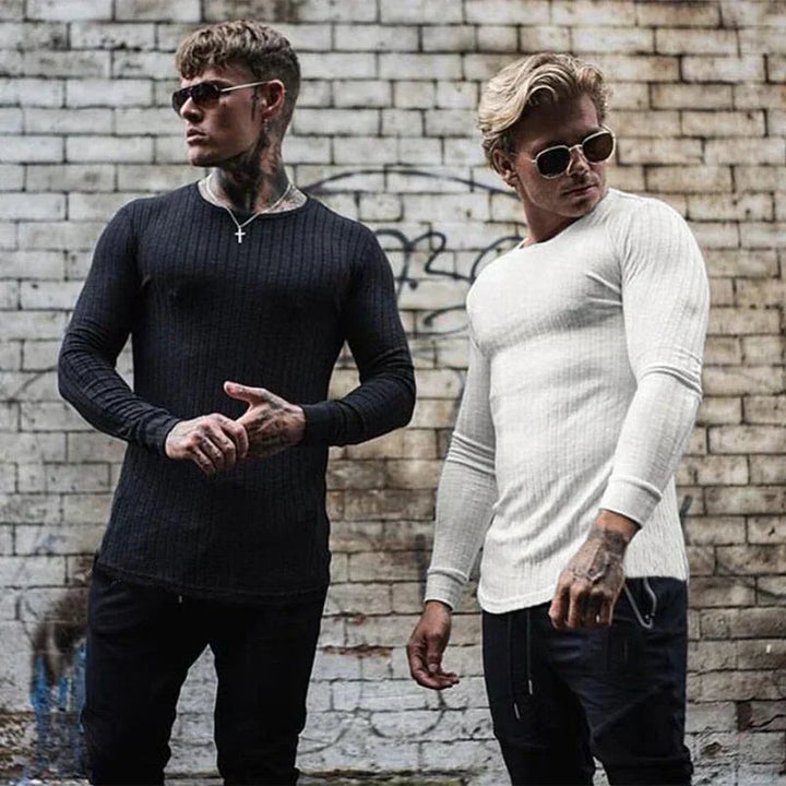 Pull homme | Pull d'hiver ajusté à manches longues en maille 4