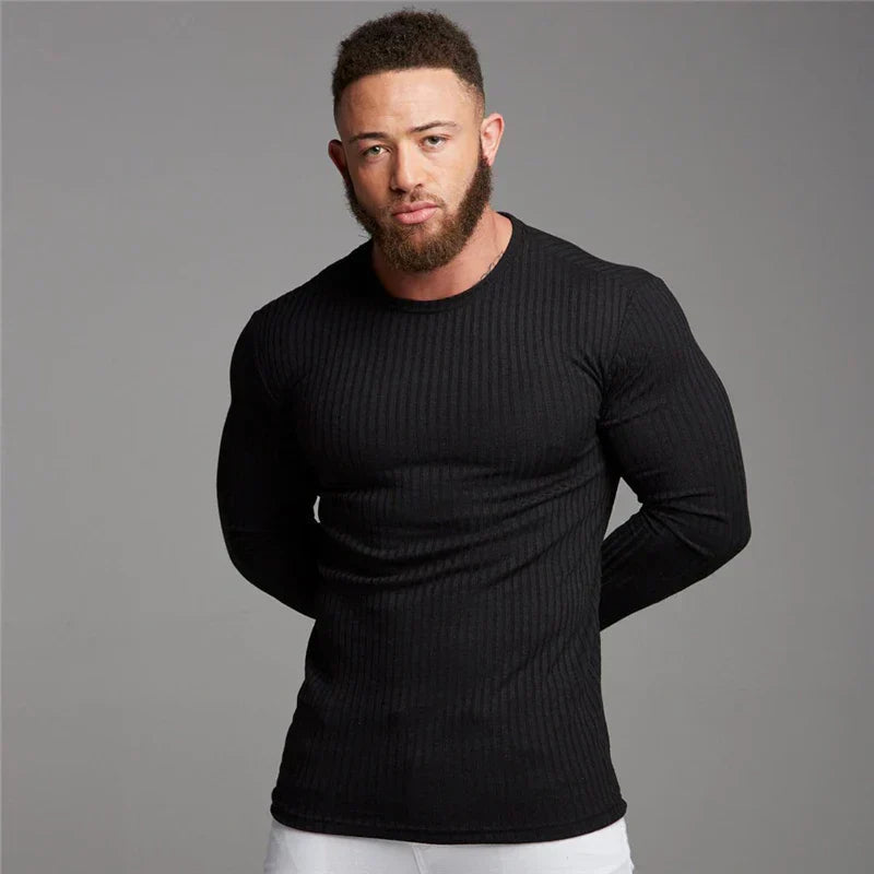 Pull homme | Pull d'hiver ajusté à manches longues en maille 5