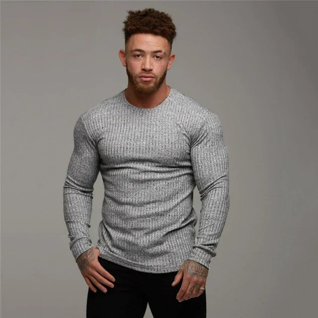 Pull homme | Pull d'hiver ajusté à manches longues en maille 8