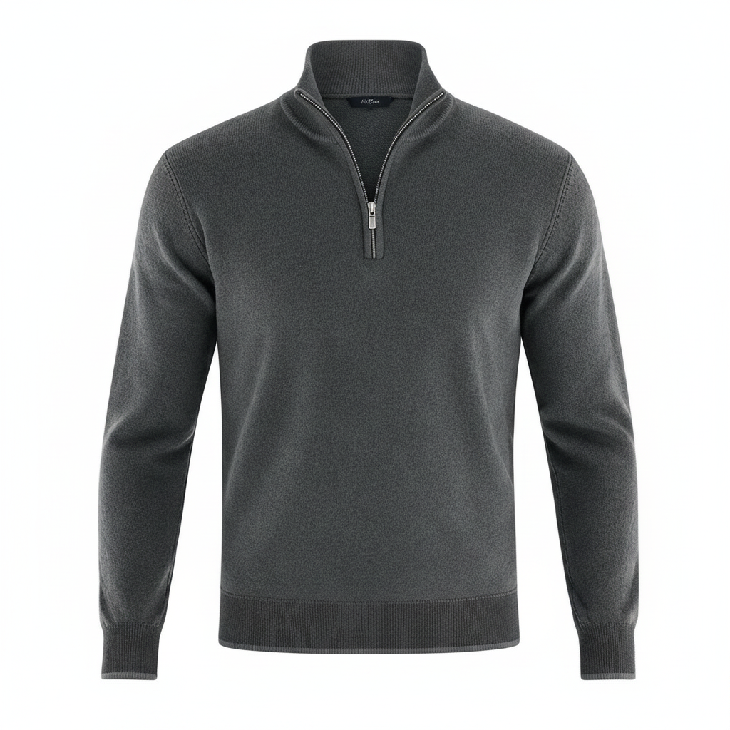 Pull homme | Pull en maille à col V et fermeture éclair sur le devant 12