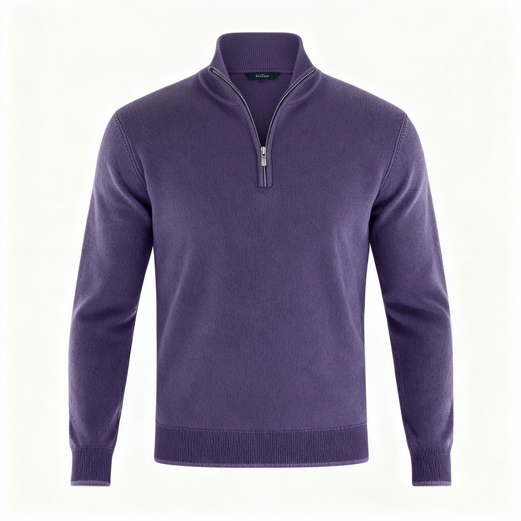 Pull homme | Pull en maille à col V et fermeture éclair sur le devant 3