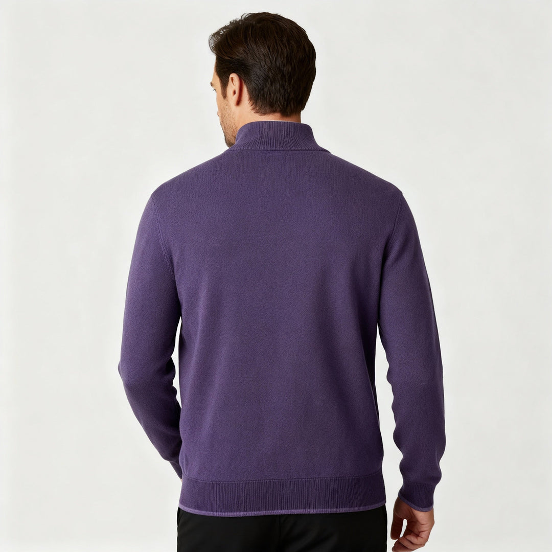 Pull homme | Pull en maille à col V et fermeture éclair sur le devant 4