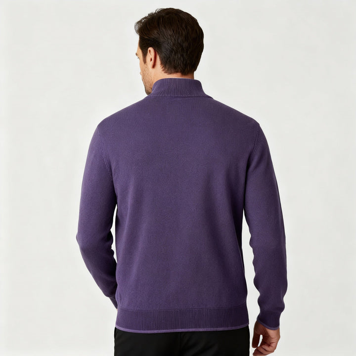 Pull homme | Pull en maille à col V et fermeture éclair sur le devant 4