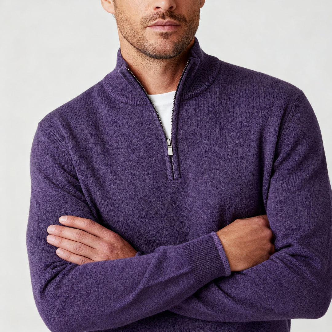 Pull homme | Pull en maille à col V et fermeture éclair sur le devant 5