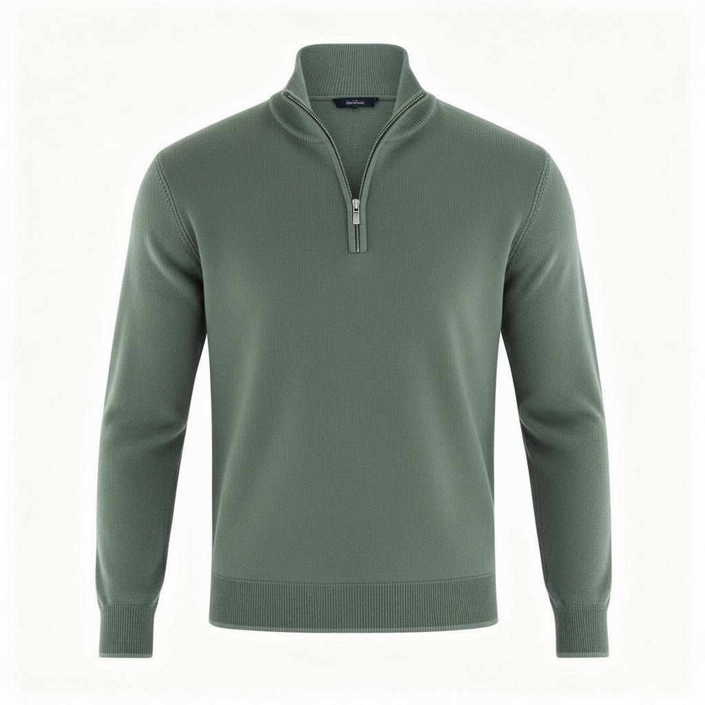 Pull homme | Pull en maille à col V et fermeture éclair sur le devant 9